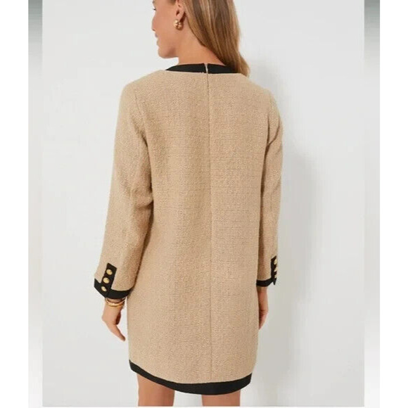 *Flawed Tuckernuck Pomander Place Coco Tweed Bow Mini Shift Dress Tan Size XXL - Picture 14 of 16